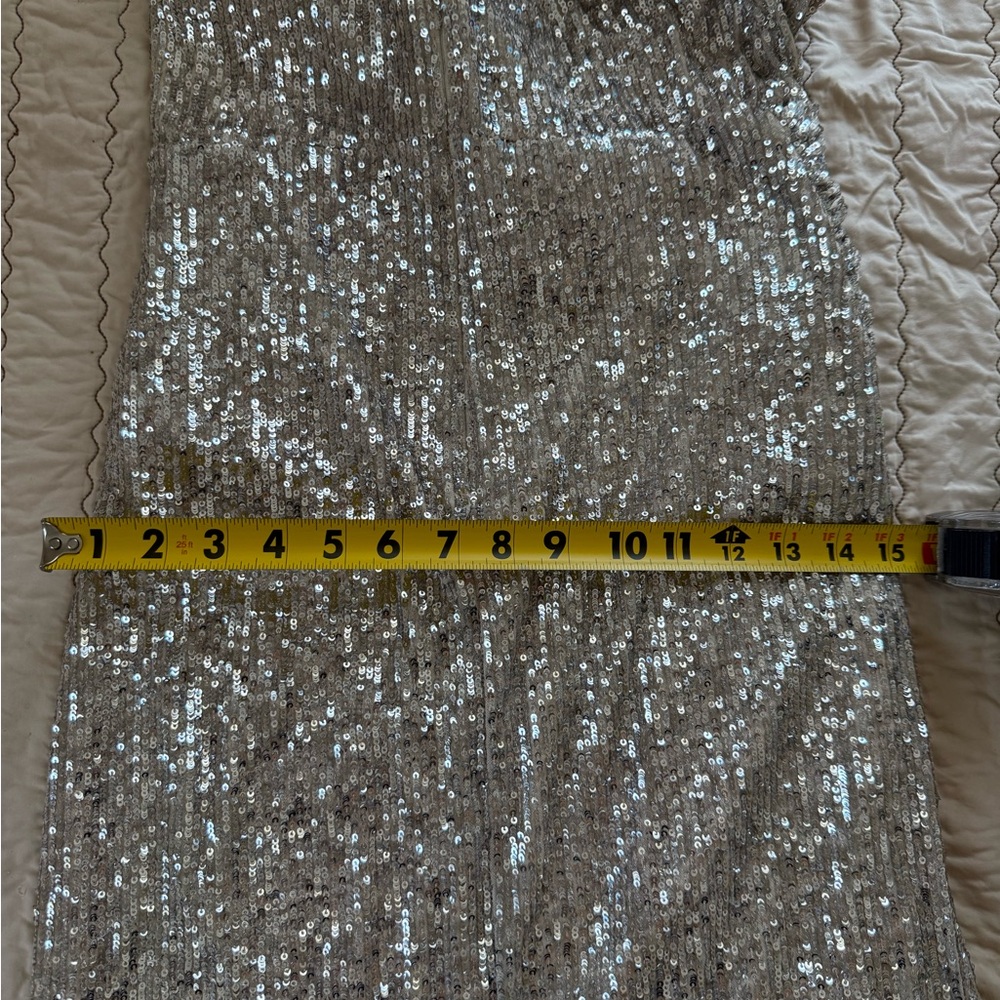 Metallic Sequin NWT Evening Gown - Low V Neck with Flap Sleeves - Picture 12 of 17